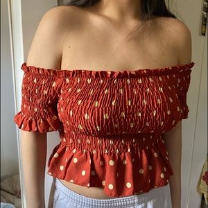 Off the shoulder chiffon shirt